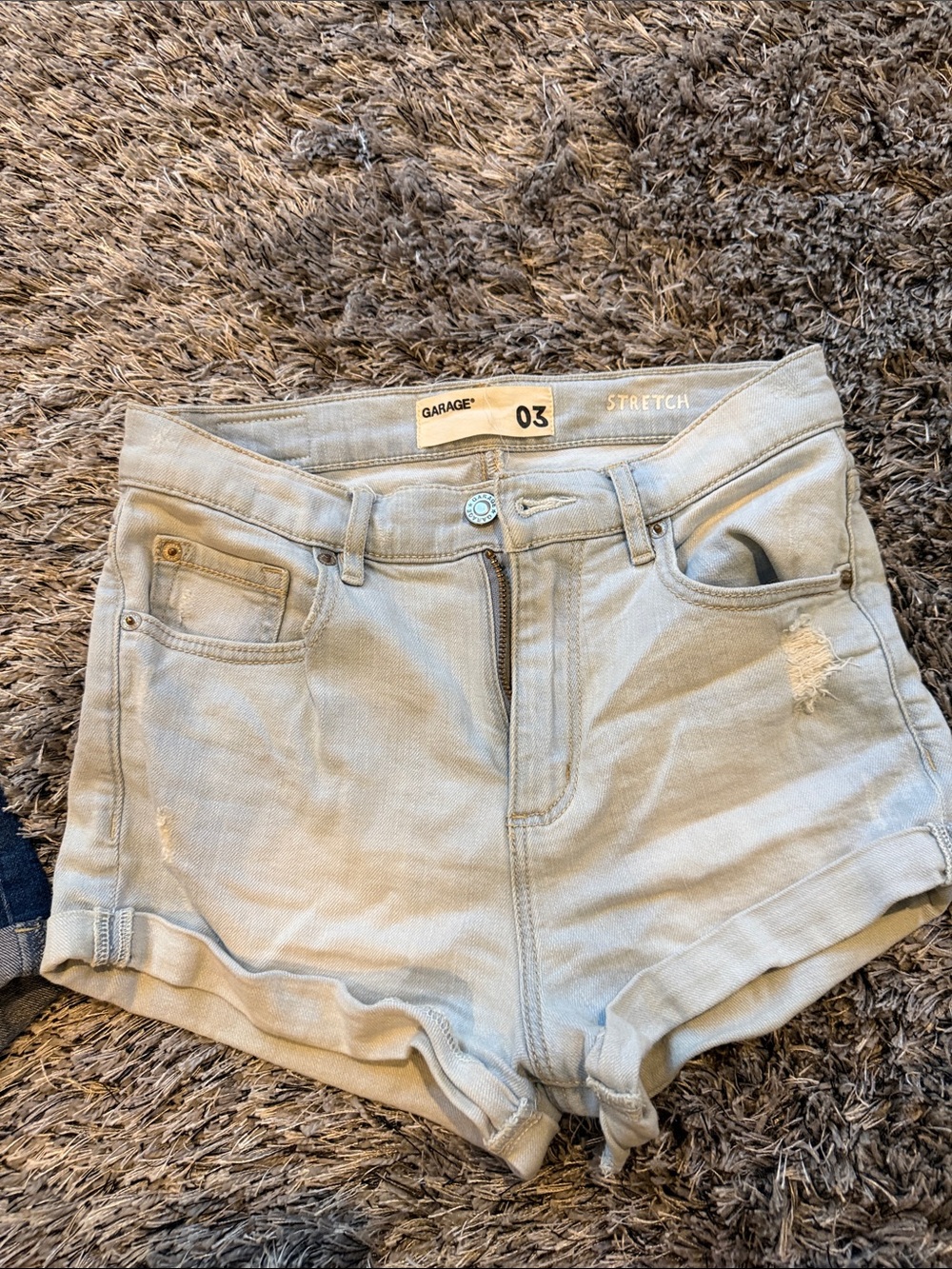 Garage Light Wash Denim High-Rise Jean Shorts - Pale Blue